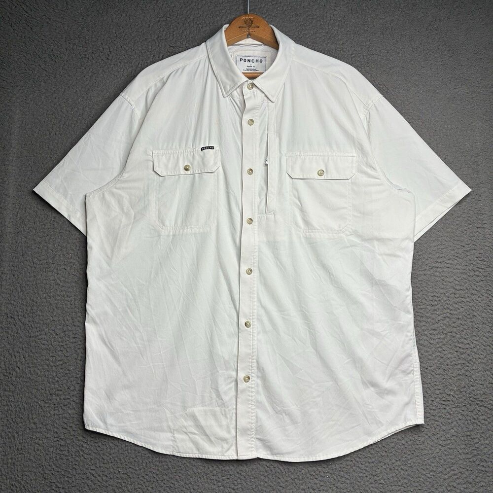 Poncho The Gunnison Shirt Mens L White Fishing Hiking Magnetic Pocket Stretch